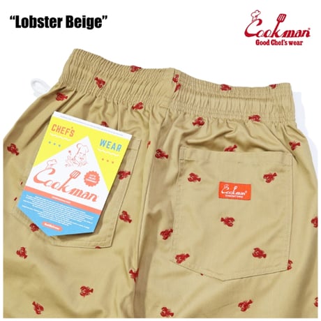 COOKMAN シェフパンツ Chef Pants Embroidery Lobster Beige [231-51803]