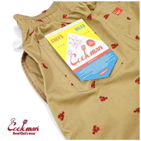 COOKMAN シェフパンツ Chef Pants Embroidery Lobster Beige [231-51803]