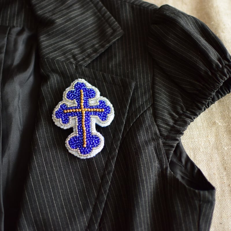 ハンドメイドブローチ 青い十字架 | kalejdoskop