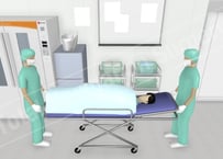 ＜手術室廊下俯瞰2 (Operating room corridor - Bird's-eye view2)＞ 1920×1080px（JPEG）