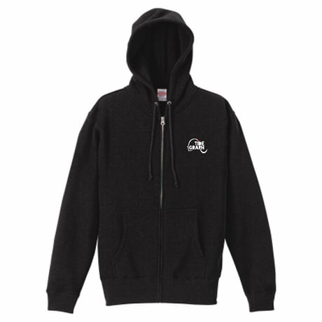 10.0oz フルジップパーカー（裏起毛）/ブラック【九絵】