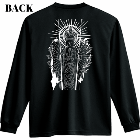 ドライLONG  TEE/ブラック【千手観音】