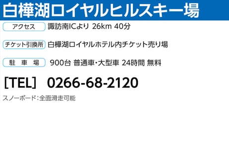 No.734【白樺湖ロイヤルヒルスキー場】全日 共通 リフト １日券