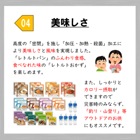 栄養たっぷりセット　保存食　非常食　防災食　備蓄食　おすすめ　ごはん　パン　おかず　レトルト　７年　長期保存　保存水　10年　日本製　2人分　3日分　セット　送料無料