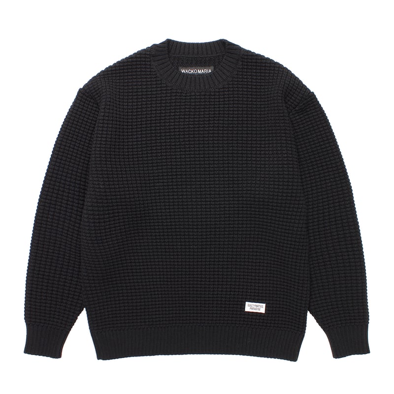 WACKO MARIA ワコマリア WAFFLE KNIT SWEATER / BLACK |