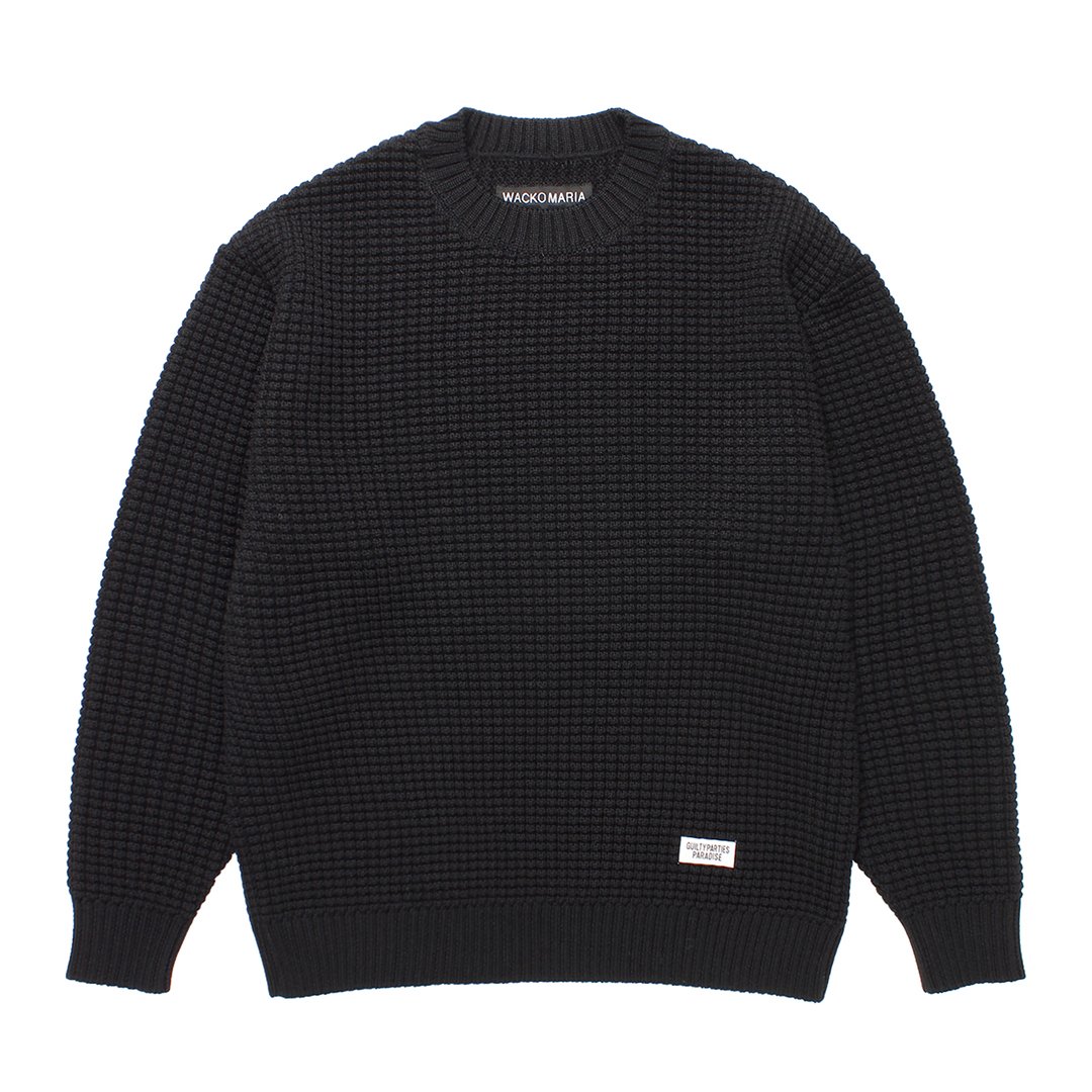 WACKO MARIA ワコマリア WAFFLE KNIT SWEATER / BLACK |