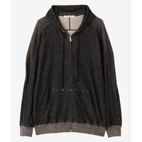 SEVEN BY SEVEN セブンバイセブン ORGANIC COTTON FULL ZIP THERMAL  PARKA - Mixed "UNSTAINED" yarn / BLACK