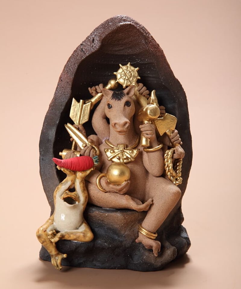 陶彫カエル「馬運慈良行」／堀口五明笑 | 人気クラフト作家作品