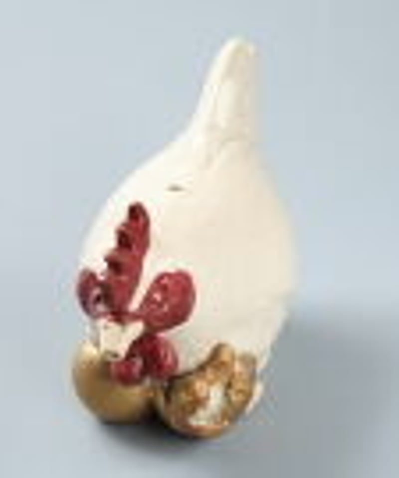 陶彫カエル「にわとり（水滴）」／堀口五明笑 | 人気クラフト作家作品