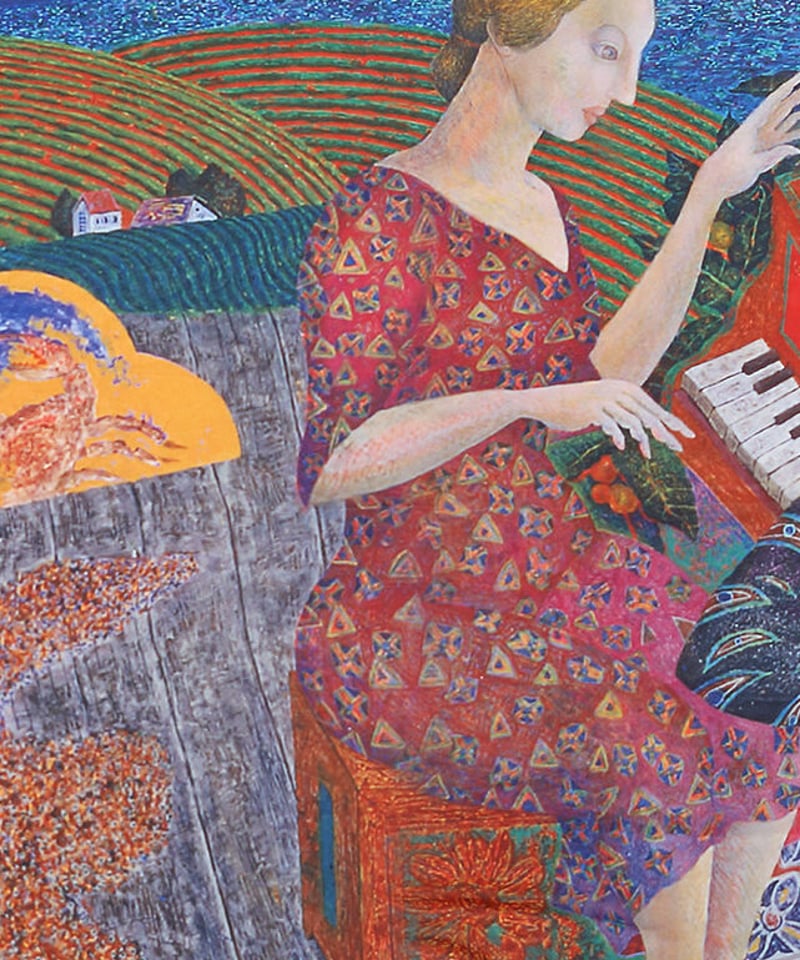 天空の絵描きタツロー／絵画ストール（大判・長方形・ポリエステル