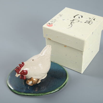 陶彫カエル「にわとり（水滴）」／堀口五明笑 | 人気クラフト作家作品