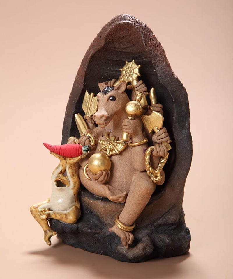 陶彫カエル「馬運慈良行」／堀口五明笑 | 人気クラフト作家作品通販