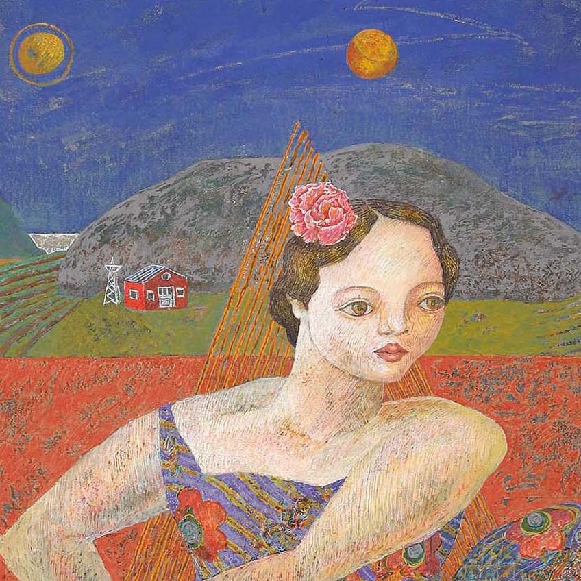 山本達郎、【河のある風景】、希少な額装用画集画、新品高級額 額装付 原画】「音のある風景」／山本達郎 作 | 人気クラフト作家作品