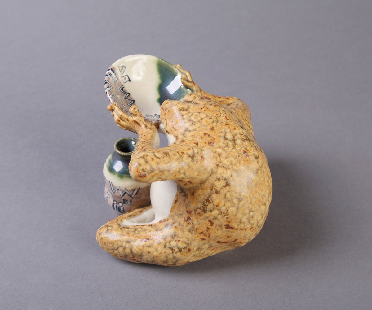 陶彫カエル「のんべい」／堀口五明笑 | 人気クラフト作家作品通販