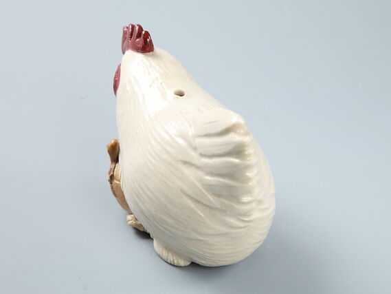 陶彫カエル「にわとり（水滴）」／堀口五明笑 | 人気クラフト作家作品