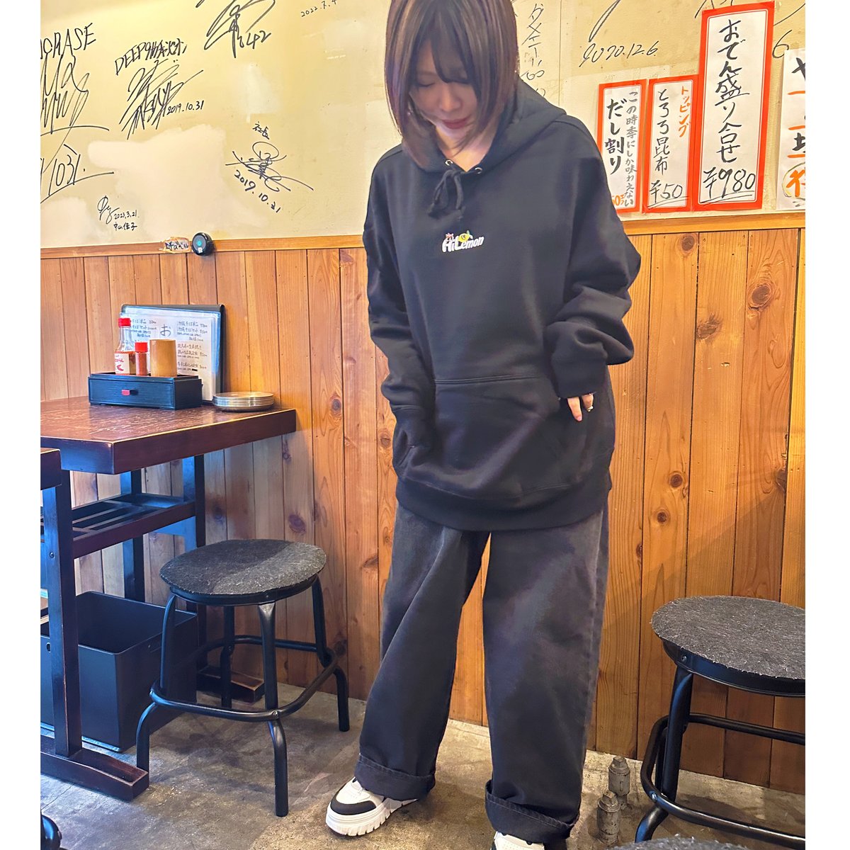 LEMONeD ビッグシルエットパーカー/YELLOW HEART（ブラック） LEMONed ONLINE SHOP
