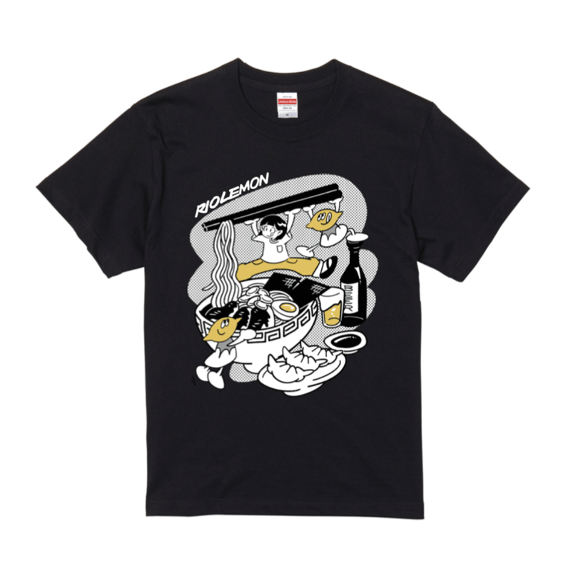 酒ぐびぐびラーメンTシャツ(ブラック) | HiLemon's STORE