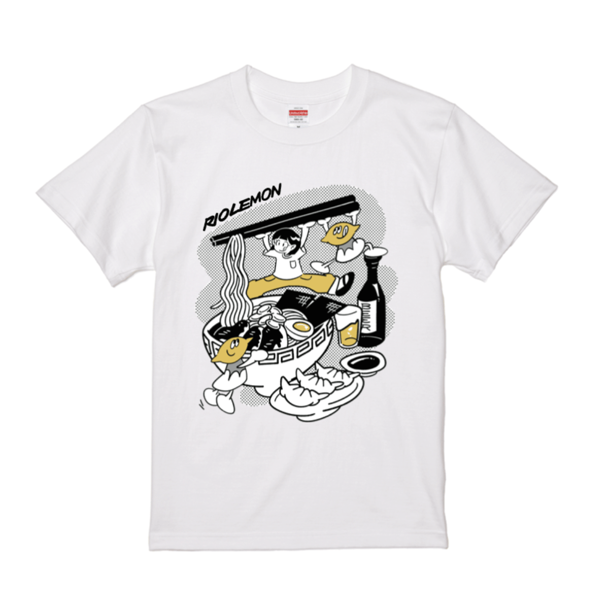 酒ぐびぐびラーメンTシャツ(ホワイト) | HiLemon's STORE