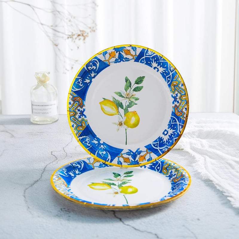 NORMAK】レモン柄 紙皿 使い捨てトレー プレート 10枚 | Bluemoon FUK