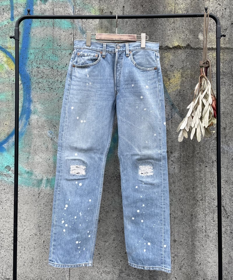 90s Levi's 501 repaired and painted denim pants 90s Levi's 501 repaired and painted denim pants