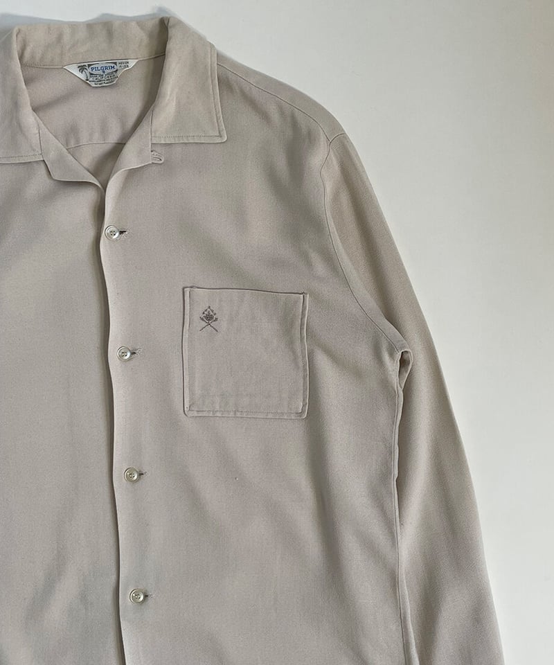 60s old rayon PILGRIM open collar shirt | PENSE 60s old rayon PILGRIM open collar shirt | PENSE