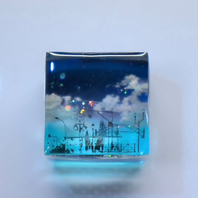 星浮かぶ深青空』 キューブオブジェ 観賞用 | 蒼空屋−レジン雑貨−
