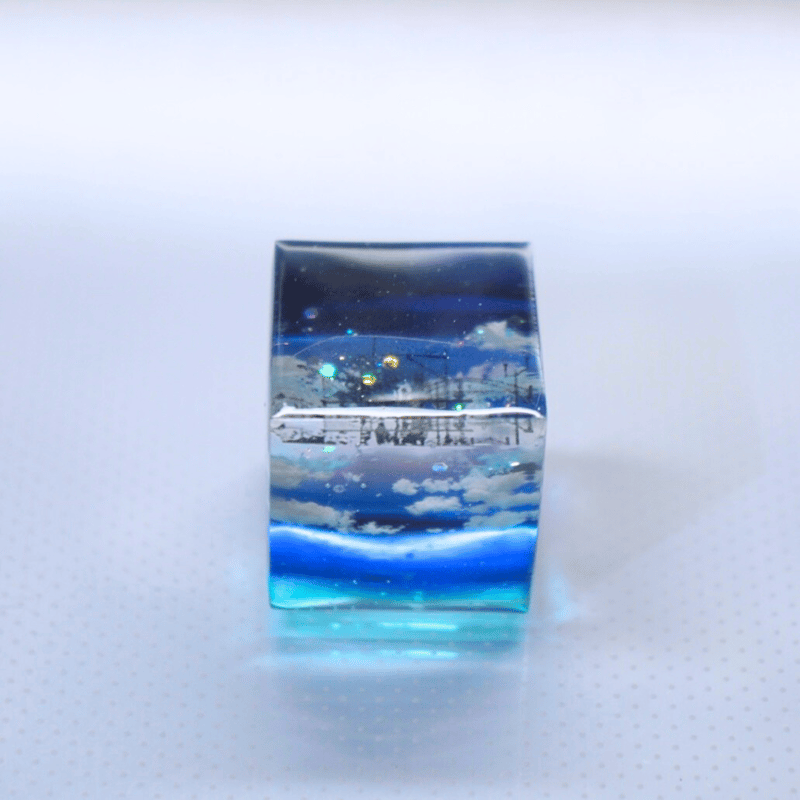 星浮かぶ深青空』 キューブオブジェ 観賞用 | 蒼空屋−レジン雑貨−