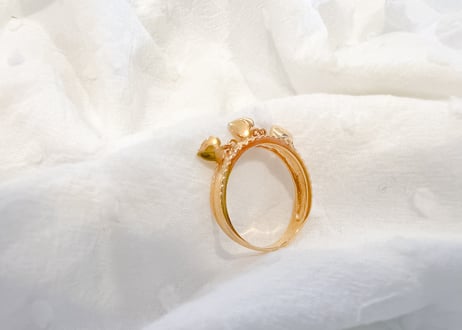 K18Three Heart RING.あなたと共に3個のハートが揺れる・動く・遊ぶ☆＃11