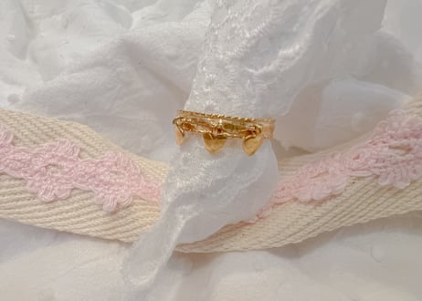 K18Three Heart RING.あなたと共に3個のハートが揺れる・動く・遊ぶ☆＃11