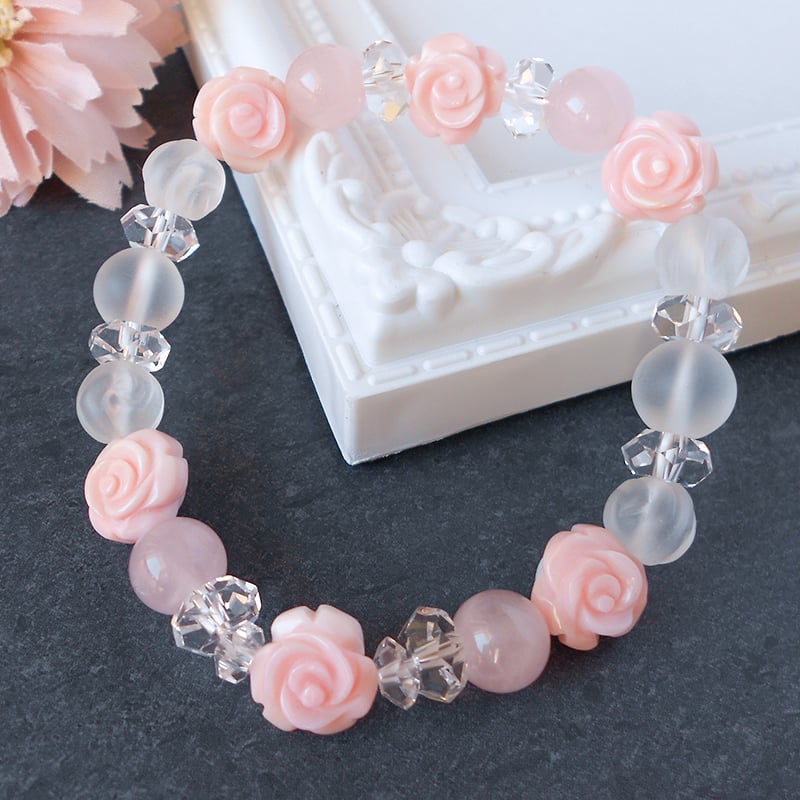 値下不可】ブレスレット クイーンコンクシェル インカローズ ローズ  