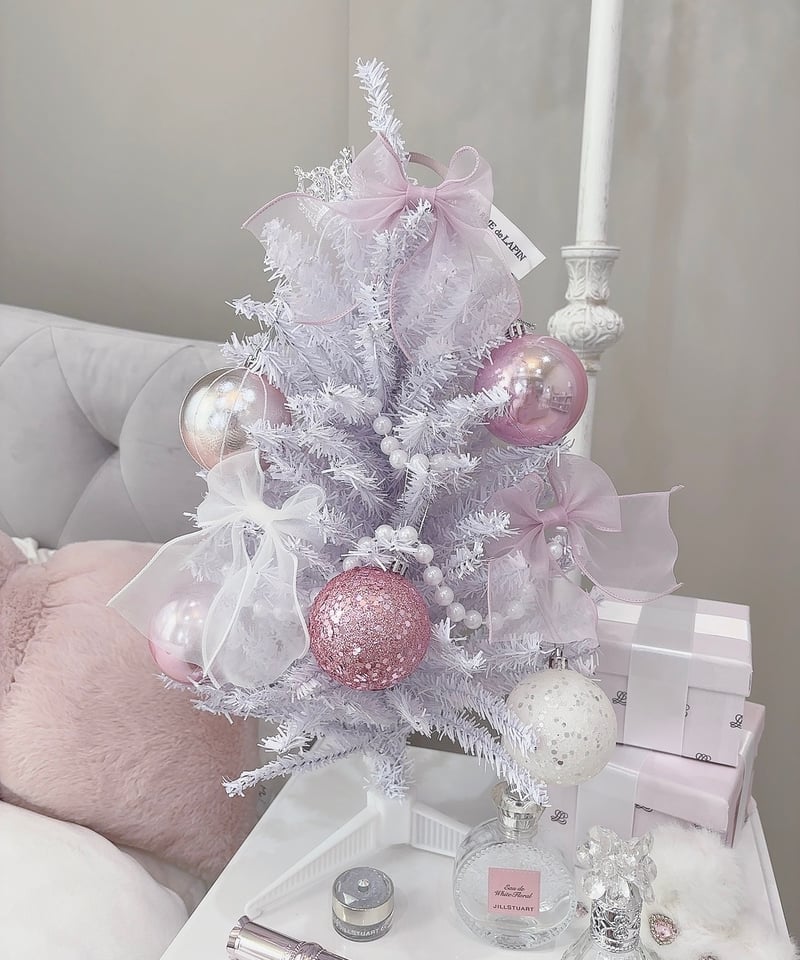 ホワイト×ピンクリボン ミニクリスマスツリー | LARME de LAPIN