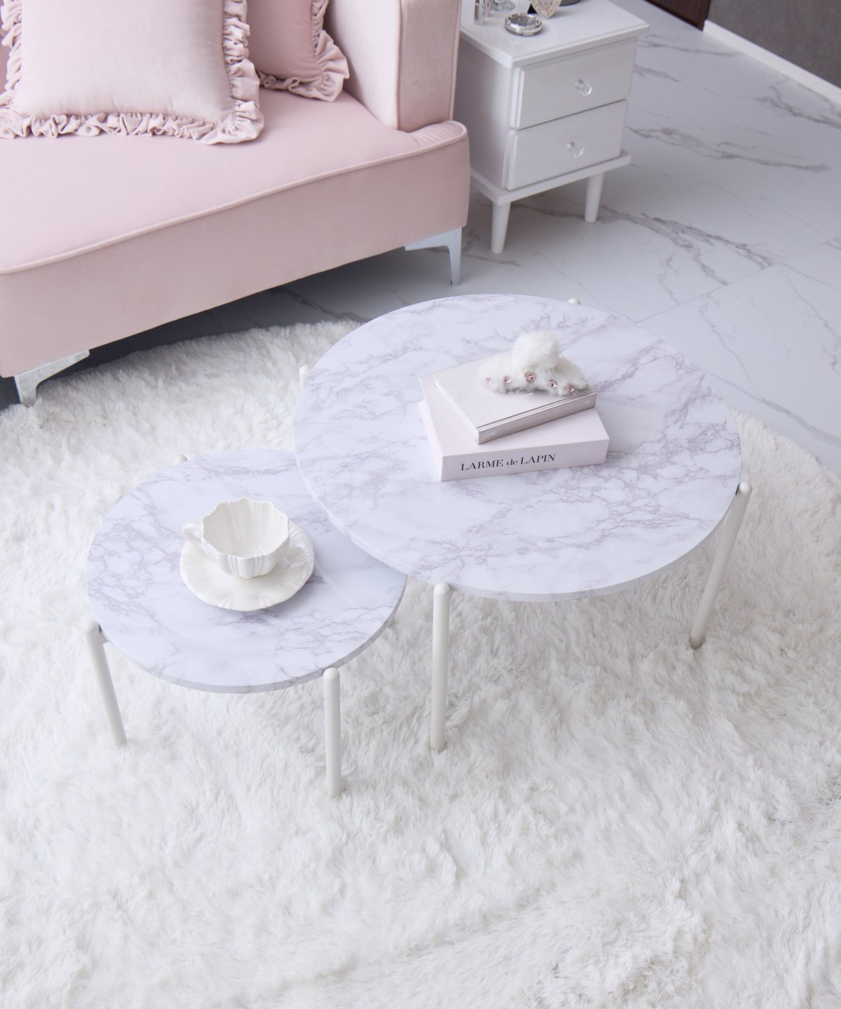 送料無料】大理石調ローテーブルセット | LARME de LAPIN