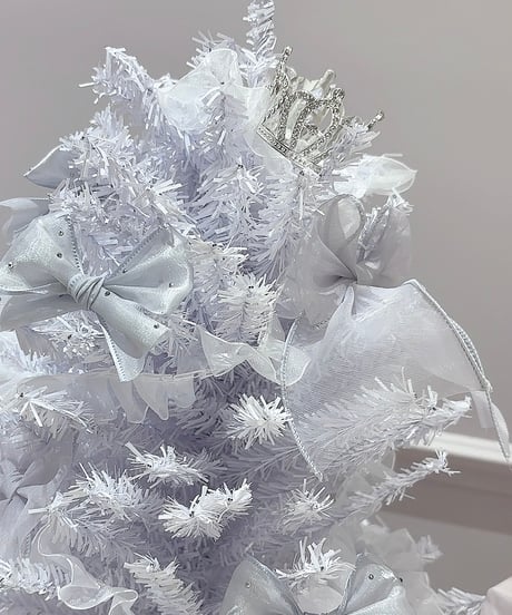 ホワイト×ブルーリボン ミニクリスマスツリー
