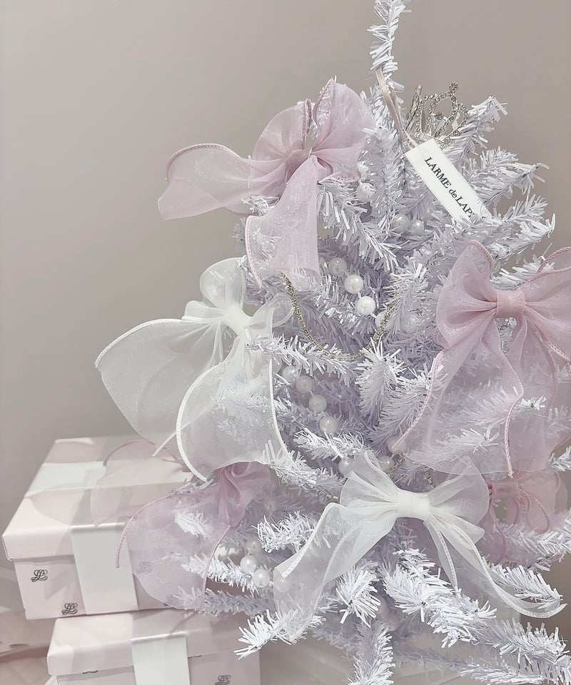 ホワイト×ピンクリボン ミニクリスマスツリー | LARME de LAPIN