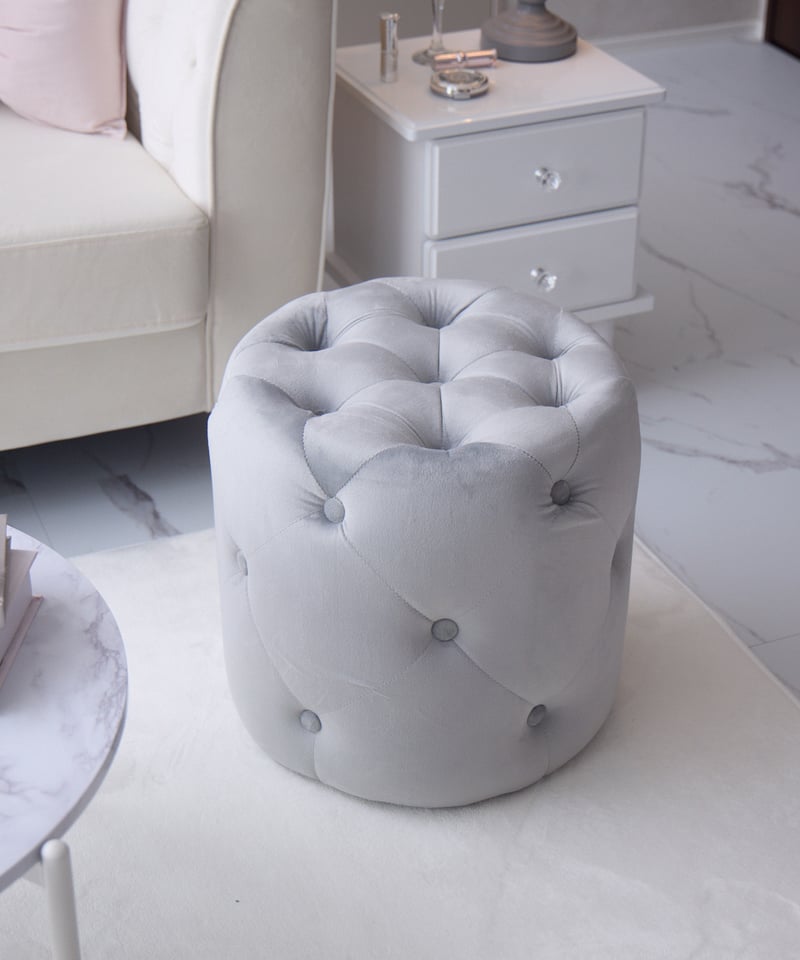 larmedelapinキルティングベルベットスツール グレー 送料無料】キルティングベルベットスツール | LARME de LAPIN