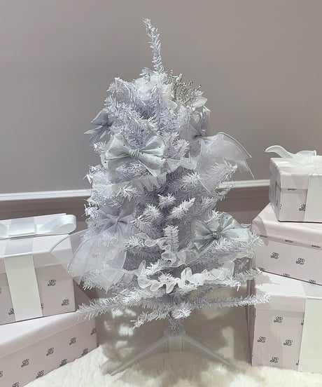 ホワイト×ブルーリボン ミニクリスマスツリー