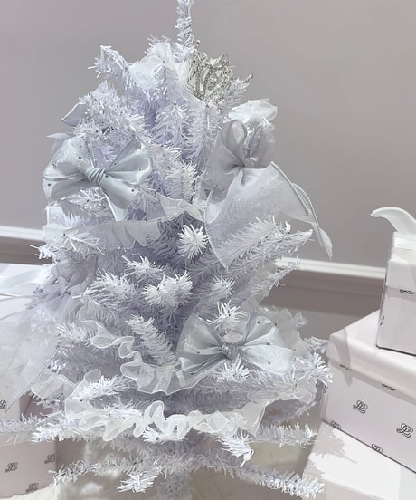 ホワイト×ブルーリボン ミニクリスマスツリー