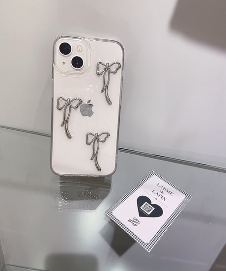 シルバーリボンクリアiphoneケース