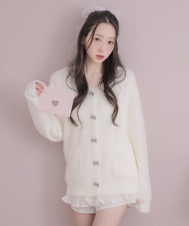 ビジューリボンニットカーディガン | LARME de LAPIN（ラルムドラパン）