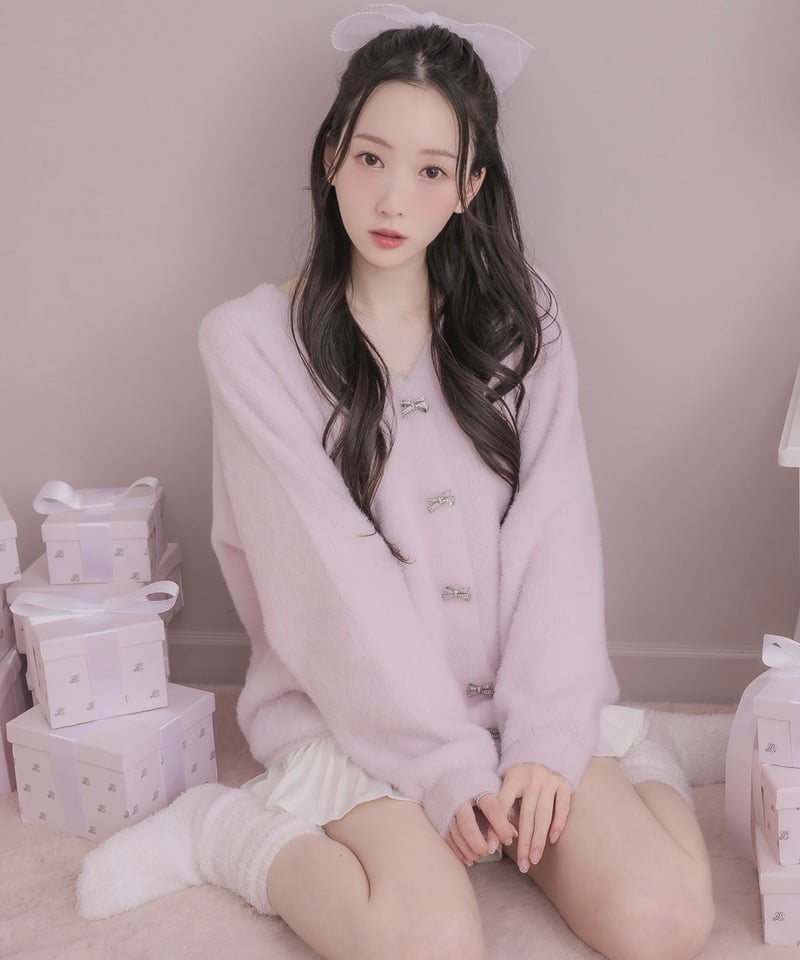 ビジューリボンニットカーディガン | LARME de LAPIN（ラルムドラパン）