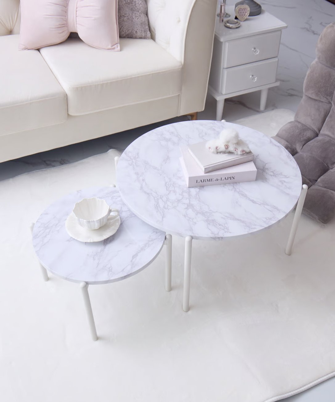 送料無料】大理石調ローテーブルセット | LARME de LAPIN