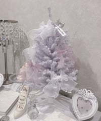 ホワイト×ピンクリボン ミニクリスマスツリー