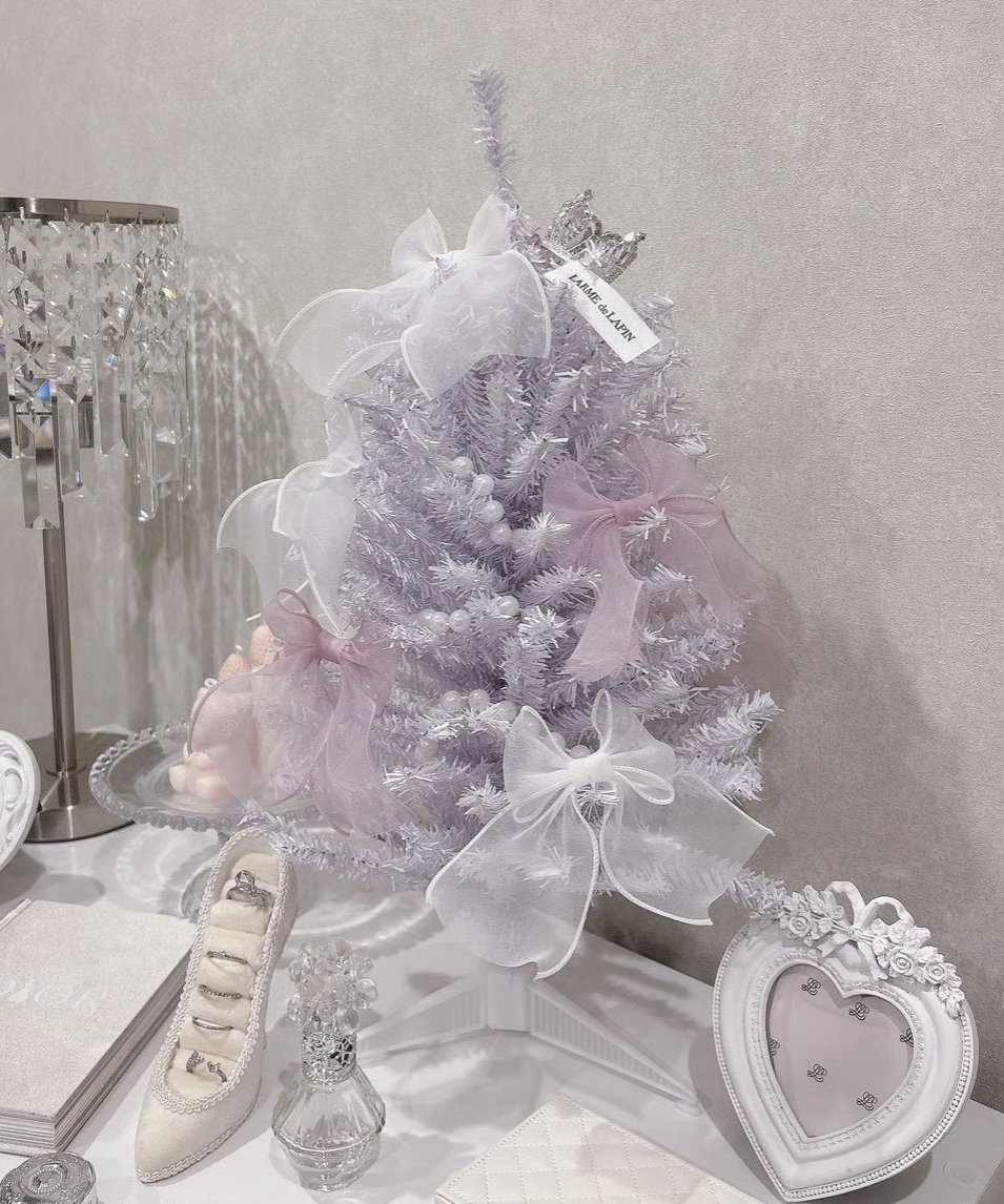 クリスマスツリー　リボンベース　ピンク ホワイト×ピンクリボン ミニクリスマスツリー | LARME de LAPIN