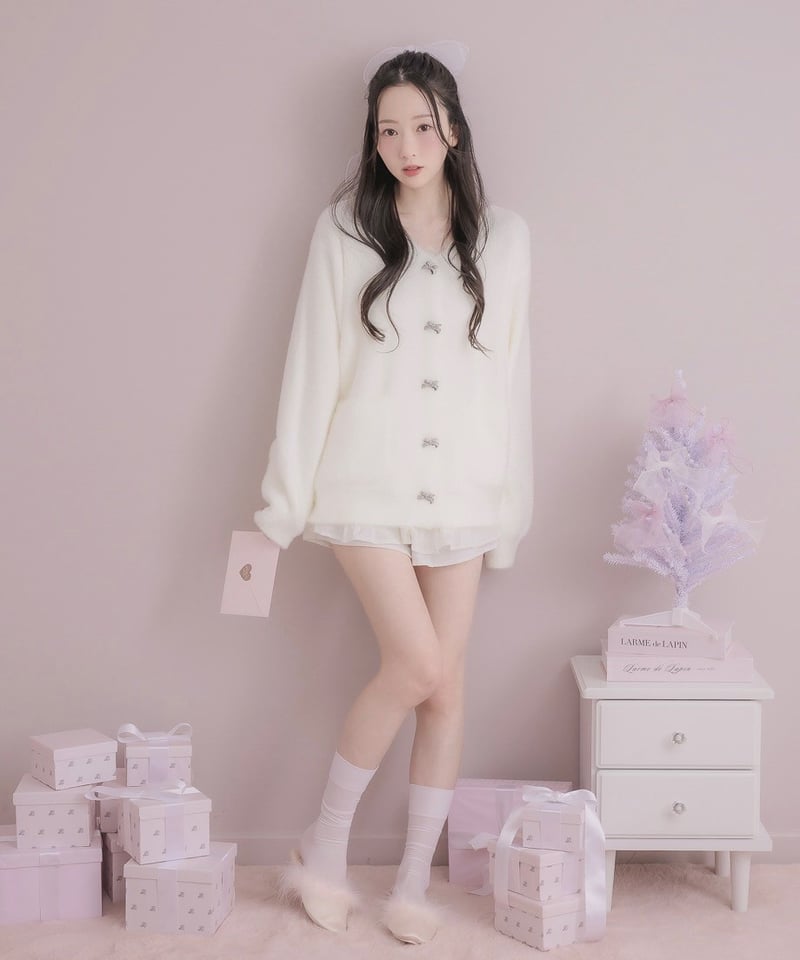 ビジューリボンニットカーディガン | LARME de LAPIN（ラルムドラパン）