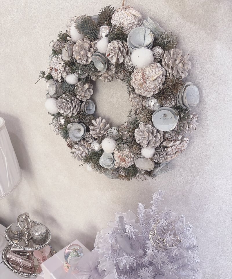 No162 ロイヤルブルー＆ホワイト❄︎.*大人のクリスマスリース