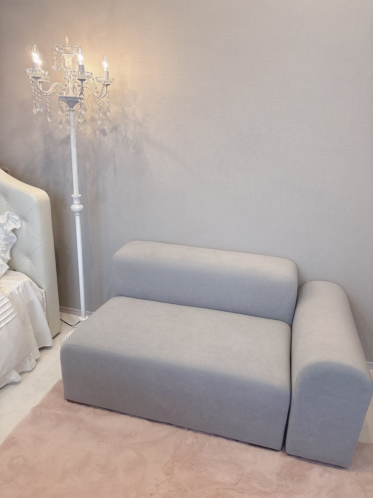 ソファ　オットマン　チェア　ベルベット ベルベットラウンドソファ/オットマン（グレー） | LARME de LAPIN