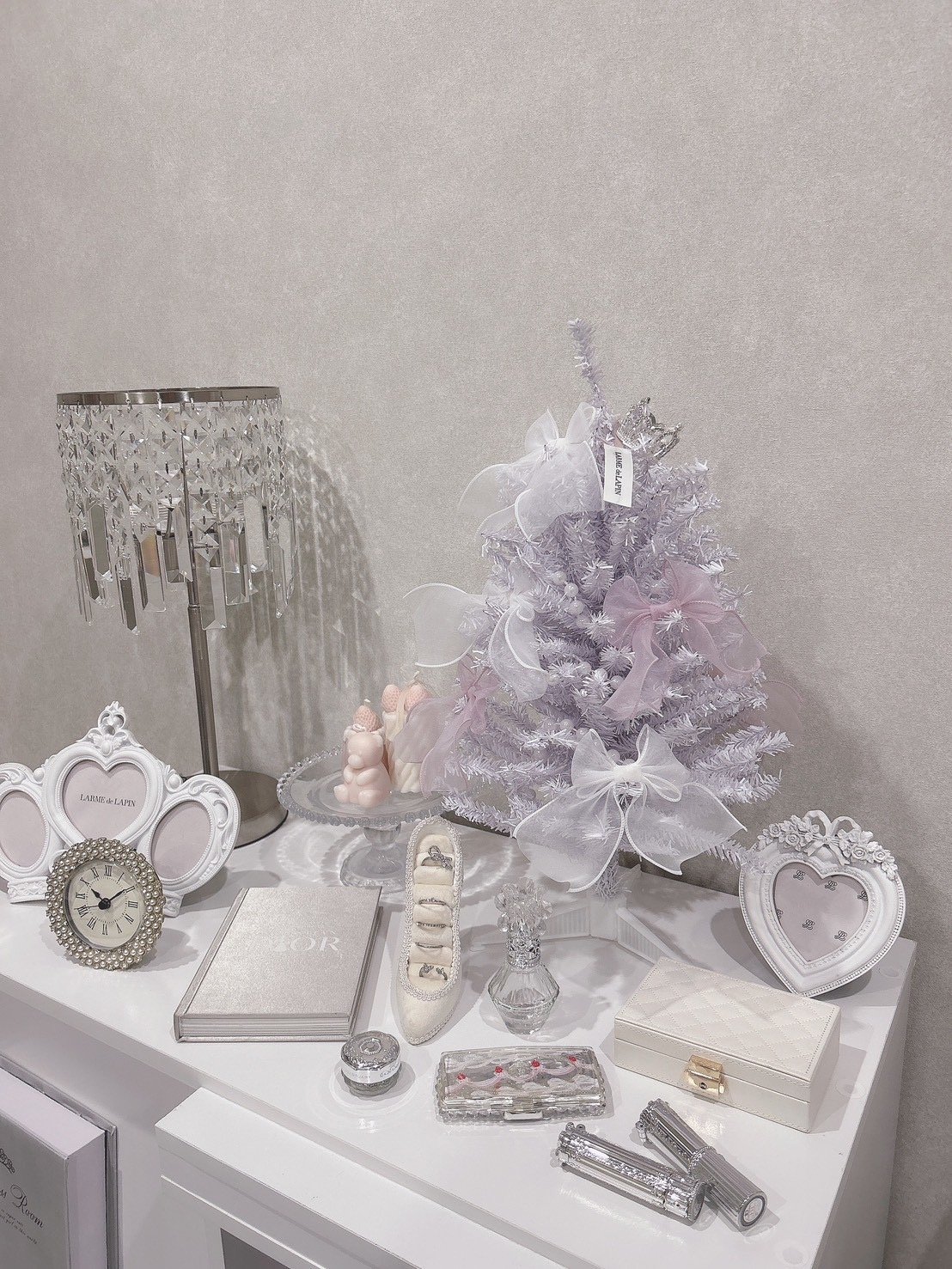 ホワイト×ピンクリボン ミニクリスマスツリー | LARME de LAPIN