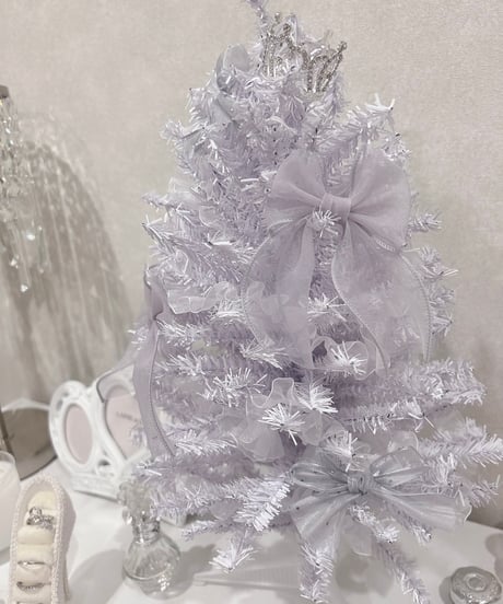 ホワイト×ブルーリボン ミニクリスマスツリー