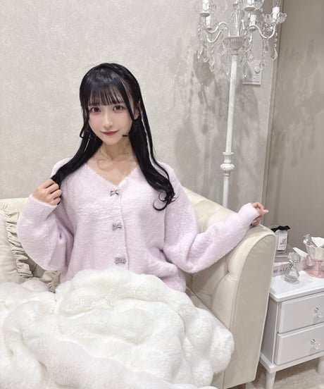 ビジューリボンニットカーディガン