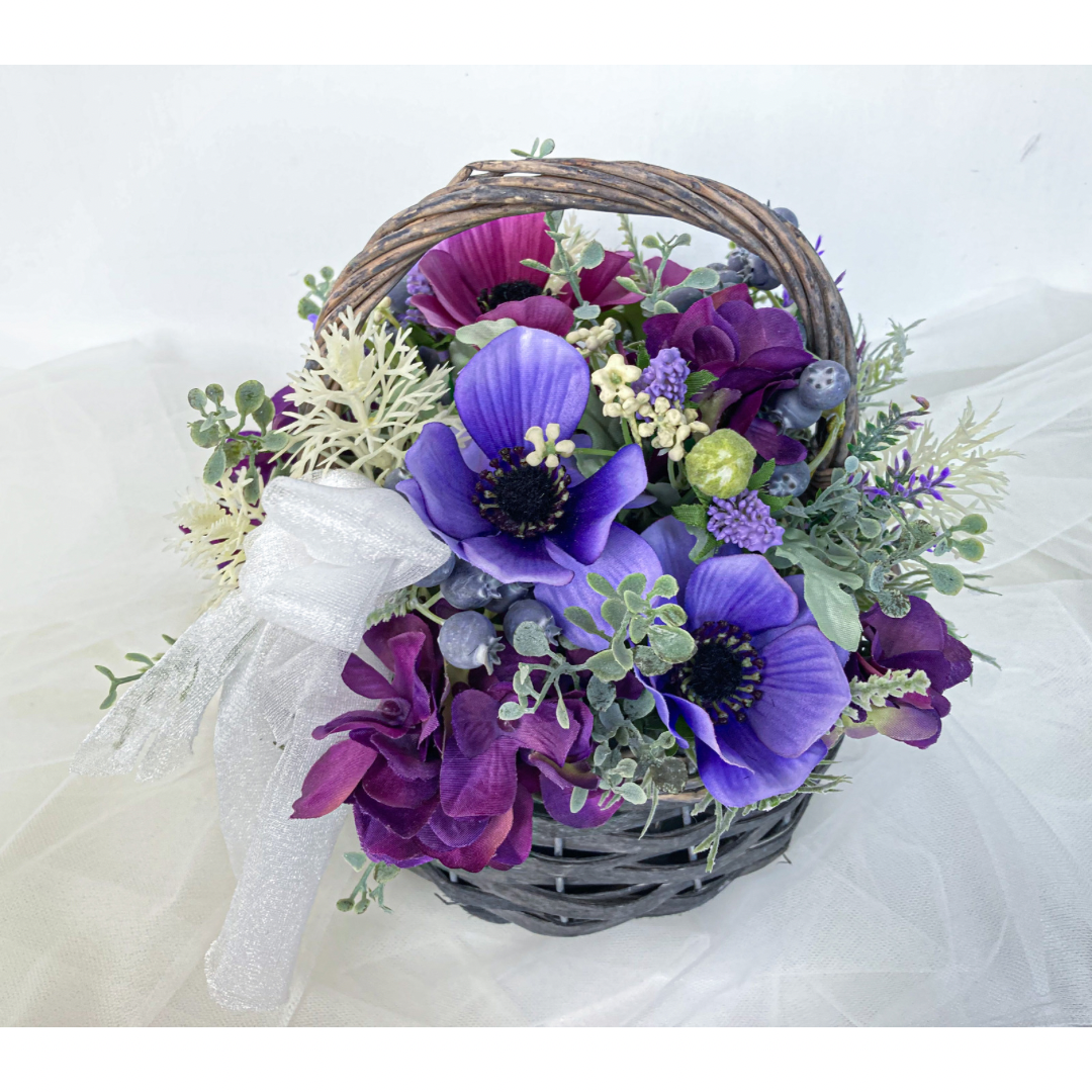 アーティシャルフラワー バスケット　造花　新品　1点もの アーティフィシャルフラワーアレンジバスケット | Mooon D Flower